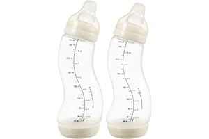 Difrax Lot Biberon Anti-Colique 0-6 Mois - Acceptation Facile - 2x S - Popcorn - Crème & Beige