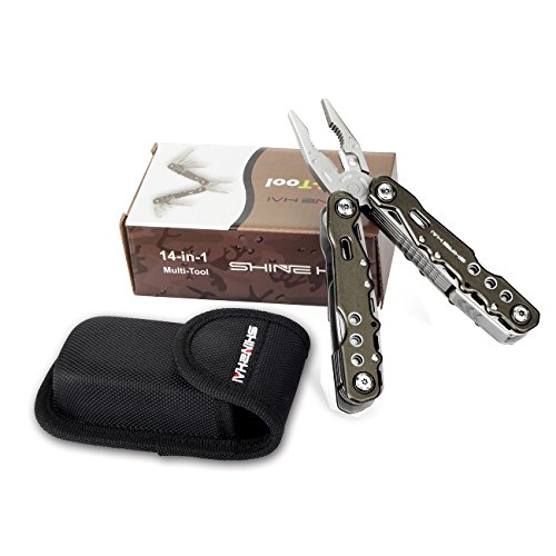 SHINE HAI Multi-Tool, 14-in-1 Edelstahl Multi-Zange mit Messer, Kabelschneider , Spitzzange , Säge, Feile, Schraubendreher und so weiter , mit Nylonhülle - 3