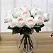 Price comparison product image Butterme 5 Pcs Real Touch Artificial Silk Rose Flower Bouquets for Vase Wedding Party Home or Birthday Garden Decorations (Pink+White)