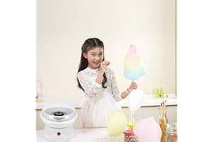 XDAILUYYDS Zuckerwattemaschine für Zuhause, Zuckerwatte-Maschine Set Mit Zuckerwatte Stäbchen & Messlöffel, Zuckerwatte in nur 2 min (Weiß)