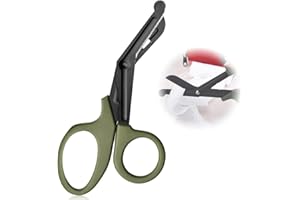LENTQIUTT 1 Pieza Tijeras Médicas, EMT Tijeras de gasa dobladas de acero inoxidable chapadas en titanio, tijeras de primeros auxilios de viaje al aire libre, tijeras de trauma para el doctor o la enfermera