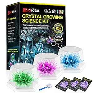 Crystal Growing Kit for Kids Ages 8-12, Stem Project for Kids Ages 5-7, Grow 3 Vibrant Crystals, Crystals Grow Fast in 3-7 Days, Exciting and Enriching Science Kits for Kids 4-6