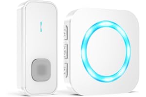 ‎AIMAX AIMAX Funkklingel mit 1 Empfänger und 1 Sender,klingel Haustür kit,400m Hohe Reichweite, IP55 Wasserdicht, 55 Klingeltöne, 5 Lautstärkestufen Mit LED-Blitz,kabellose Installation