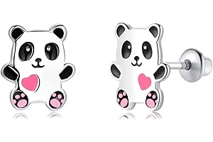 TIZU Orecchini per ragazze in argento 925 Chiusura a vite ipoallergenica con orecchini di sicurezza per bambini, ragazze, signore, regali di gioielleria