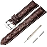 Lederarmband, DancerRun Breite 20mm & 22mm & 24mm Wasserdichtes Lederarmband Armband Ersatzarmband mit Edelstahl-Adapter-Verschluss für Männer und Frauen