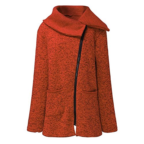 Preisvergleich Produktbild feiXIANG Beiläufiges Jacke Mantel Lange Reißverschluss Sweatshirt Outwear Tops Cardigan Langarm (Orange,4XL)