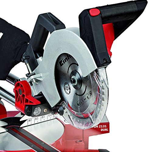 Einhell Zug Kapp Gehrungssäge TE-SM 2131 Dual (1600 W, Sägeblatt Ø 210 mm, Schnittbreite 310 mm, Softstart, schwenkbarer Sägekopf, Laser, LED-Licht) - 5