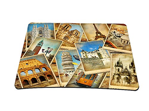 Silent Monsters Gaming und Office Mauspad 35 x 26 cm, Mousepad Design: vintage travel