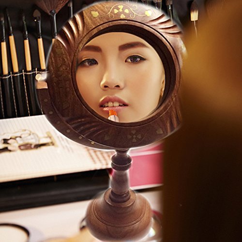 Muttertags Special Einzigartige Geschenke .Holz Make-up-Spiegel, Spiegel mit Ständer Einlegearbeiten, Decorative Wooden Spiegel, antike Holz Spiegel, - 2