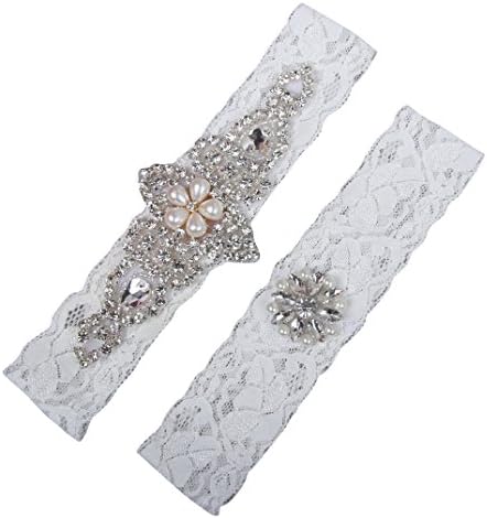 LYDIAGS 2 PCS Wedding Garter Brides Belt Ribbon Lace Garter Excellent Gift for Bride XL Ivory