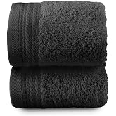 Top Towel - Premium - Large Bath Towels - Bath Towels - 2 Face Towels or Bidet -30x50cm - 100% Cotton - 600g - Black