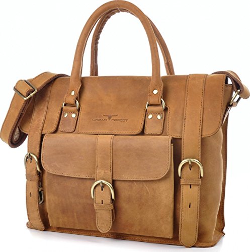 URBAN FOREST, Cntmp, Leder, Handtaschen, Messenger Bag, Businesstaschen, Aktentaschen, Laptoptaschen, Notebooktaschen, Umhängetaschen, DIN-A4, Natur-Leder, 39x29x10cm (B x H x T) - 2