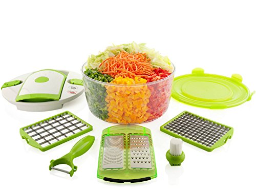 Orignal Genius Salat Chef Set 8-tlg. Gemüseschneider Obstschneider Deckel TV NEU, Farbe:grün