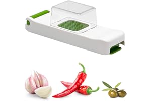 ALLIGATOR 3080 - Mini Hachoir Multifonction Avec Bac Collecteur - Coupe Légumes - Coupe Oignon - Lame 3x3 mm - Sans BPA - Blanc et Vert