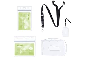 PAILEWEI Cordon Avec Porte Carte, 1 ensemble -Cordon, transparentes étanche, pour Carte Transport, Cartes Crédit,Clips Badges (1 Set)