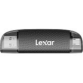 Lexar Dual Slot USB-A/C Reader supports Transfer Speed up to 205MB/s, SD and microSD Cards (LRW310X-BNBNG)
