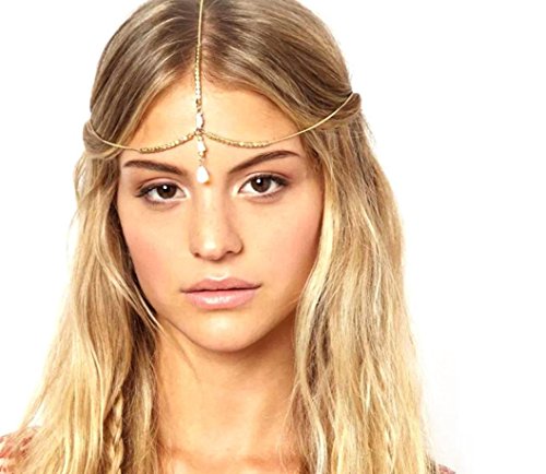 DDLBiz® 1PC Multilayer-Ketten-Schmucksache-Stirnband-Haar-Band-Leiter Shell Kopfschmuck Gold