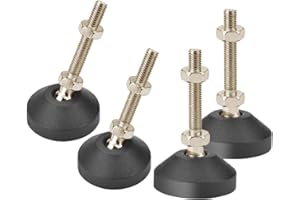 Drenky Nóżki meblowe regulowane, nóżki śrubowe ze stali nierdzewnej z regulacją wysokości, do dużych obciążeń, M10 x 30 mm, regulowane kąty, nóżki do dużych obciążeń, z nakrętkami, 4 sztuki