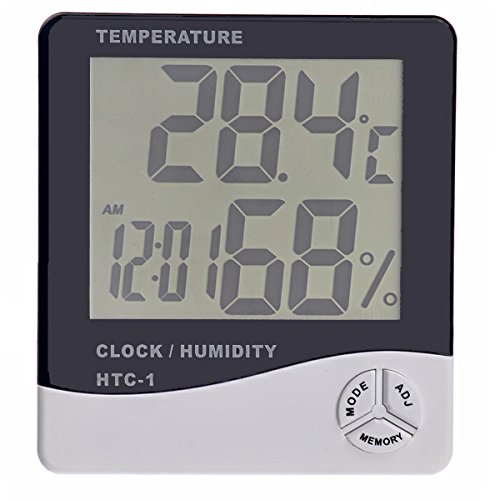 BESTOMZ Digitales Thermo Hygrometer Luftfeuchtigkeit Messen Raumluftüberwachtung mit Alarm Wecker Hygrometer - 2