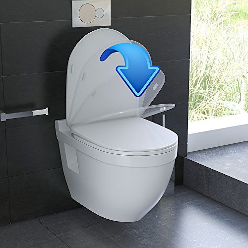 Wand Hänge WC / Design WC-Sitz / inkl. Soft-Close Funktion / Weiss / Keramik / Tiefspüler - 2