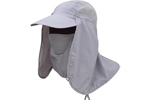 Wingbind Outdoor Sun Protection Fishing Cap with Removable Neck Flap,Face Cover Mask,Wide Brim Summer Hat,Solid Color Boonie Hat for Men Women