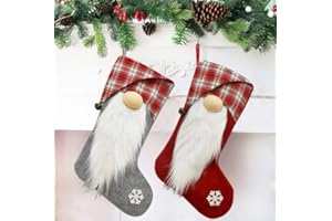 NeuWee Medias de Navidad, 2 Pcs Calcetines de Navidad para el árbol de Navidad Chimenea Decoración, Adorno de Navidad Bolsa de Dulces, Calcetín de Decoración Navideña para Llenar y Colgar, 45 x 20 cm