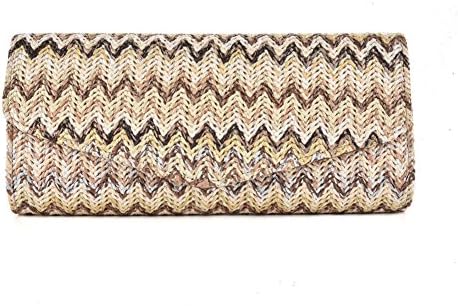 Lady's Women's Girls Multicolour Weave Evening Clutch Bags, Cross Body Evening Handbags Alternative Ocean Surfer Beach Holiday Style (Multi Brown)