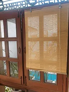 Bamboo Greens Bamboo Blinds for Windows, Blinds for Doors, Blinds for Kitchen Windows, Blinds for Office (Plain Brown) 1, 3x2ft