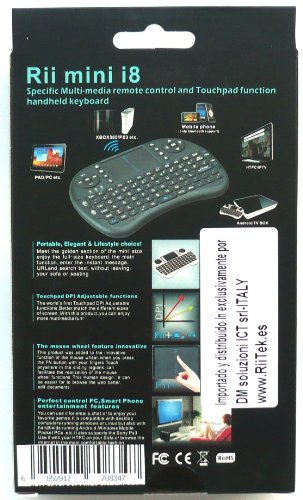 Rii Mini i8 Wireless  layout Espa  ol  - Mini teclado ergon  mico con rat  n touchpad para Smart TV  Mini PC Android  PlayStation  Xbox  HTPC  PC  Raspberry Pi