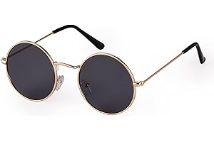 ADEWU Runde Sonnenbrille Hippie Vintage Street Style Cyberpunk Brillen Metallrand für Herren Damen