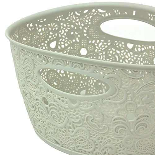 Formschöner Korb creme oval Dekokorb Spitzenkorb Curver Dekorationsmotiv - 4