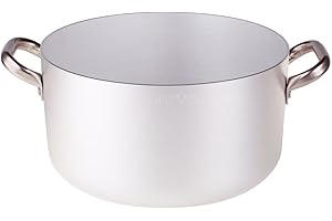 BALDASSARE AGNELLI Pentole Agnelli ALMA10436 Casseruola Alta con Maniglie, Alluminio, Argento, 36 cm