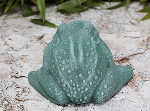 Deko-figur Frosch sitzend klein in Grün, Stein-figur für Haus und Garten - 3
