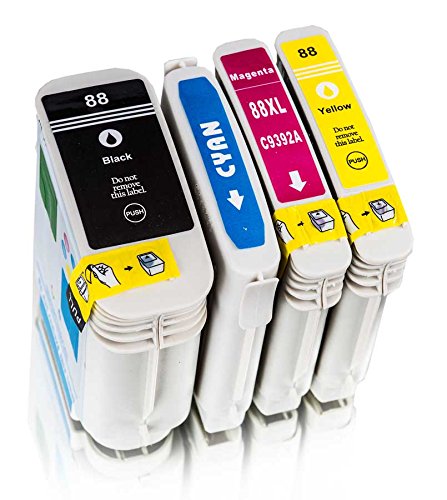 4 Druckerpatrone zu HP 88 -BK/C/Y/M kompatibel für HP Officejet Pro K-550 , K-550DTN , K-550DTWN , K-5300 , K-5400 , K-8600 , K-8600dn , L-7000 , L-7400 , L-7500 , L-7550 , L-7580 , L-7588 , L-7600 , L-7650 , L-7680 , L-7681 , L-7700 , L7710 , L-7750 , L-7780 , L-7880