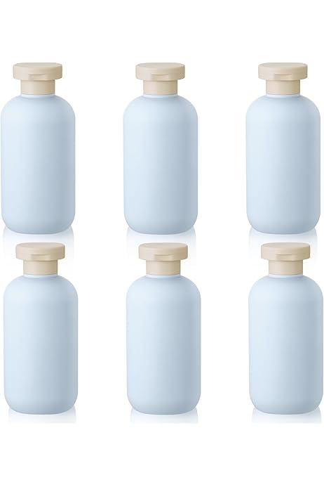 Contenitori Da Viaggio Per Shampoo E Balsamo - Set 2 Bottiglie Ricaricabili 200 Ml Con Tappo A Disco, Verde-Blu - Foto 9