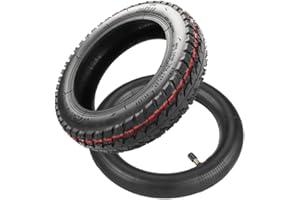 LTSKY Neumáticos de Aire para Scooter de 10 Pulgadas, Manguera Interior y Exterior, neumáticos sin cámara modificados de 10 Pulgadas, 10 neumáticos sin Manguera, 10 x 2 mangueras Interiores con Boca Recta