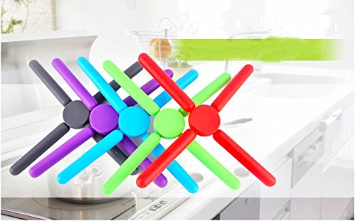 5/Pack Silikon Trivets / Topfuntersetzer von Ksendalo, faltbare / erweiterbare / reduzierbare / abnehmbar, Heavy-Duty / haltbar / rutschfest , Max 22x22cm, Min 8.8×3.0cm, 5 Farben - 6