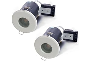 2XSweier 90 Minute White Fire Rated Downlights, Waterproof IP65 LED Recessed Ceiling Spots,230V GU10 Die-Cast Aluminium Downlight No Transformer Required（Bulb not Included） (White, Set of 2)