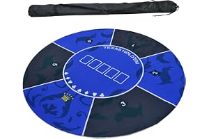 pokerunderlägg, 1,2 x , M Texas Hold'em bärbar pokerbordsskiva i gummi, 6-spelares spellayoutmatta med bärväska(1.2 x 1.2 M)