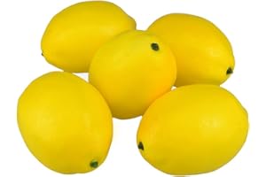 MSLing Limones Artificiales, 10 Piezas Limones De Fruta Falsa De Simulación Realista Amarilla para La Decoración De La Fiesta De La Cocina Casera
