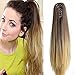 Neverland 20"(50cm) Ombre Two Tone Long Straight Clip in/on Wavy Ponytail Pony Tail Hair Extension Hairpiece Claw 8#/25#
