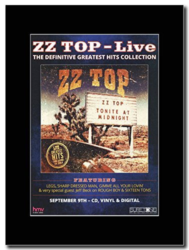 gasolinerainbows - ZZ Top - Tonite at Midnight. - Illustration de Magazine sur Une Monture Noire - Matted Mounted Magazine Promotional Artwork on a Black Mount