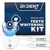 DrDent Premium Teeth Whitening Kit Non-Sensitive | LED Light | (2) 5ml Whiten Gels - Removes Stains - Includes Mouth Tray & Shade Guide - Rapid & Effective Results - User-Friendly & Safe