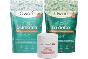OWARI Pack Triple Minceur - 1x Diuretea, 1x Slim Tea Cure Detox, 1x Poudre Coupe Faim - Set de Produits pour la Perte du Poids - Thé Minceur avec Coupe Faim Puissant et Efficace