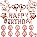 Produktbild Tian Rose Gold Alles Gute zum Geburtstag Ballons Banner mit Roségold Konfetti Latex Ballons Herz Sternförmige Folienballons für Kinder Mädchen Frauen Geburtstag Party Dekoration Lieferungen