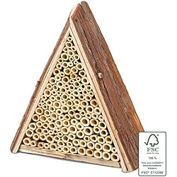 Gardigo Abri et Ruche pour Abeilles Solitaires en Bois Naturel Hôtel Maison, Nichoir Abeilles Maçonnes Sauvages Pollinisation Jardin, Made in Germany
