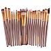 Susenstone 20 pcs/set Makeup Brush Set tools Make-up Toiletry Kit Wool Make Up Brush Set (Gold)