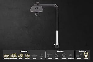 Railblaza kompatible Echolothalterung mit Teleskop Geberstange und Plattform, Farbe:schwarz