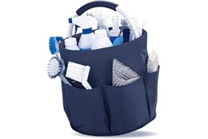 ADDLIVE Putzmittel Organizer,Putzkorb mit Griff & 6 Seitentasche, Putz Organizer, Faltbarer Putztasche, Faltbare Werkzeugkorb, Gartenwerkzeuge Tasche, Aufbewahrungskorb für Wandern,Grillen(Marineblau)