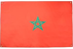 AZ FLAG Drapeau Maroc 150x90 cm avec 4 oeillets, Pavillon Marocain pour balcon ou mur